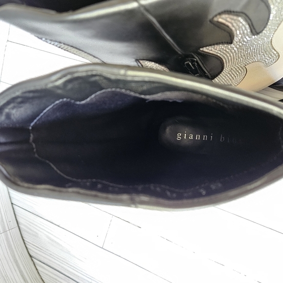 Gianni Bini ConleyTwo Western Rhinestone Flame Foldover Boot in Black Silver Sz6 - Picture 11 of 16